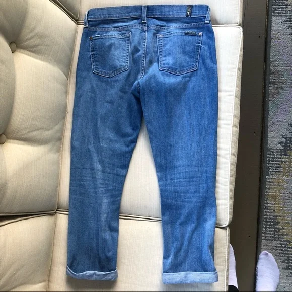 7 for all mankind the skinny ankle crop & roll denim jeans capris 25 - Picture 6 of 7